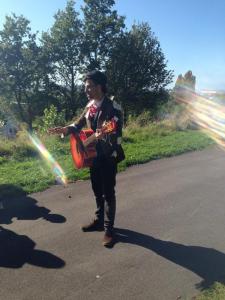 Stopping the audience in their tracks to sing my song and sell my wares.